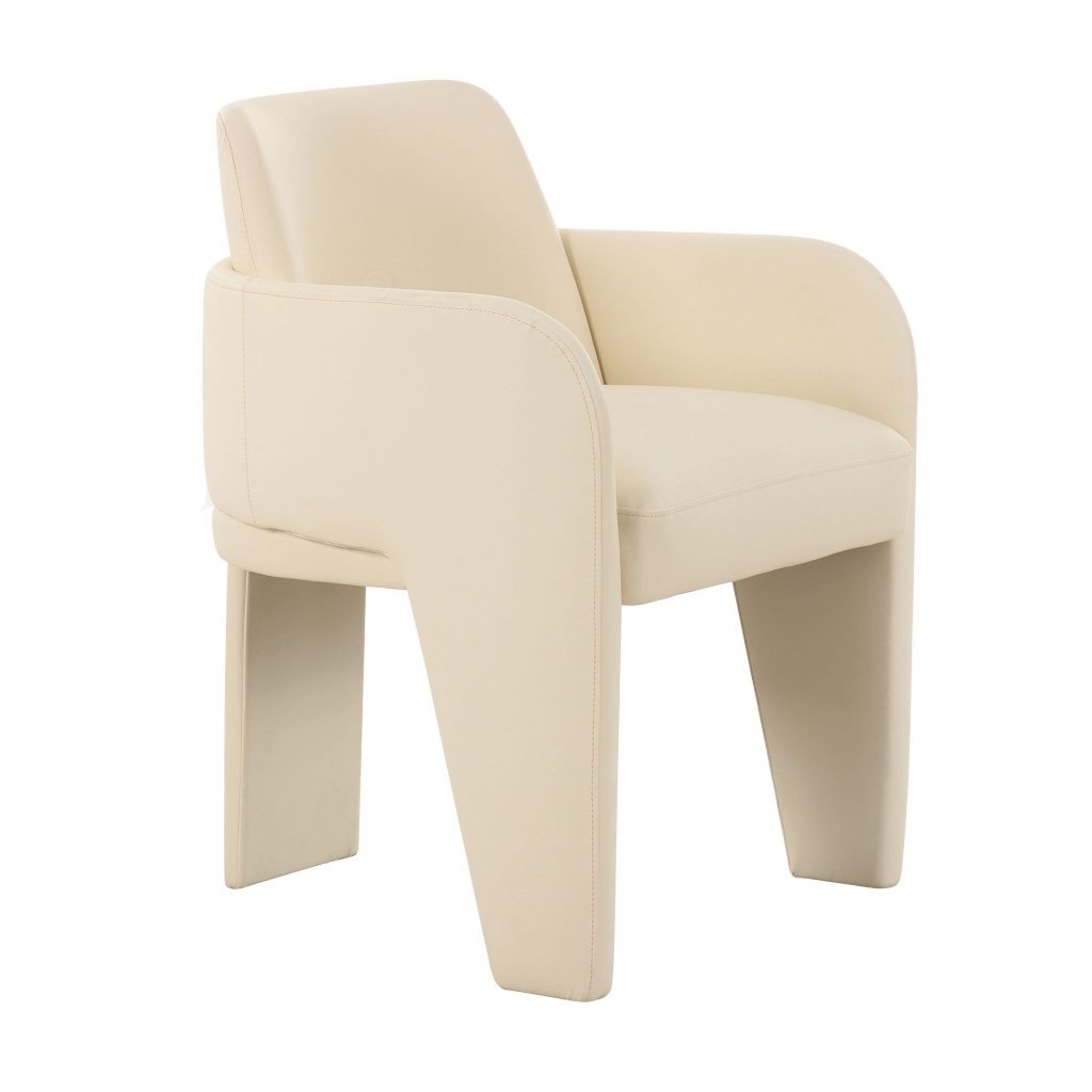 Leo Cream Vegan Leather Dining Chair 1