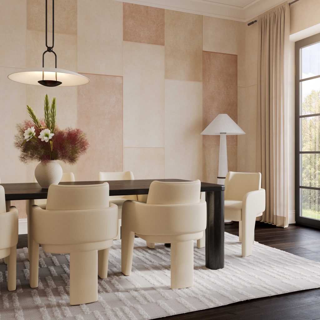 Leo Cream Vegan Leather Dining Chair Ejemplo