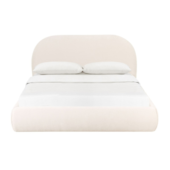Roma Cream Textured Velvet King Bed