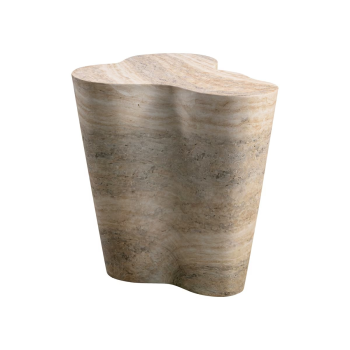 Atenas Faux Travertine Side Table 22" Tall
