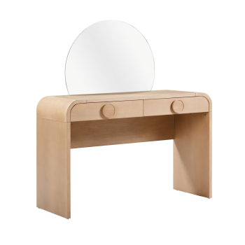 Connie Natural Ash 2-Drawer Vanity Desk with Mirror