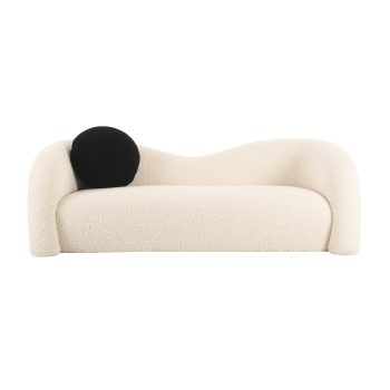 Cozzori Beige Faux Shearling 84" Sofa