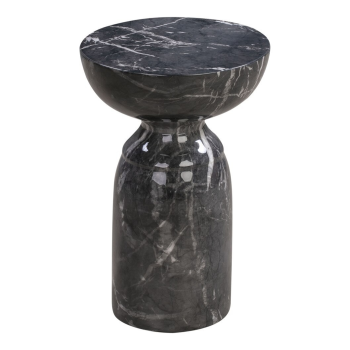 Ellen Black Marble Indoor / Outdoor Concrete Round Side Table