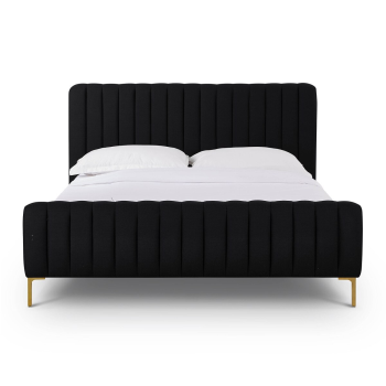 Aby Black Upcycled Linen Queen Bed