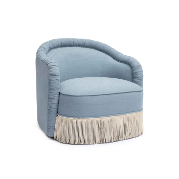 Diana Faded Blue Upcycled Fabric Tassel Lounge Chair