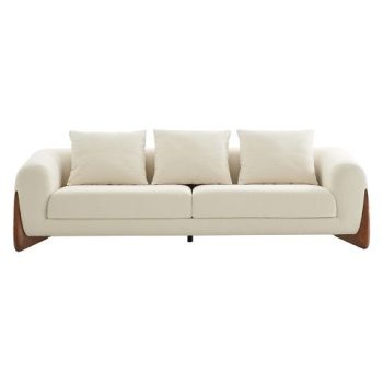 Modrest Flavia - Contemporary Cream Fabric and Walnut Sofa