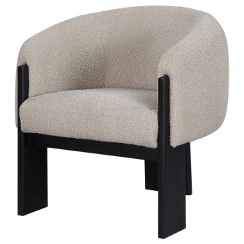 Giulia Boucle Upholstered Barrel Back Accent Chair Beige