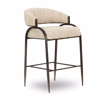 Tatom Cream Textured Performance Boucle Counter Stool