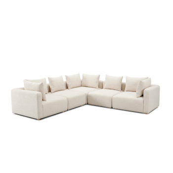 Hang 5-Piece Cream Performance Linen Modular L-Sectional