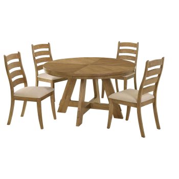 5-piece Dining Table Set Brown Oak and Latte