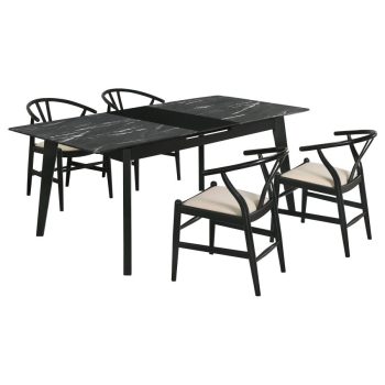 Dante 5-piece Extension Leaf Dining Table Set Black