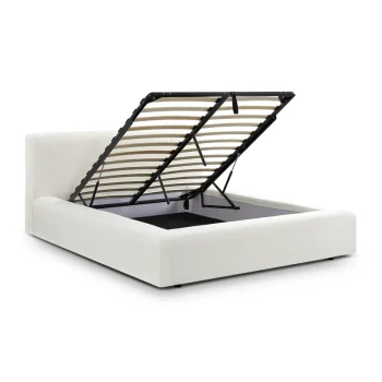 Mely Cream Upcycled Linen Storage King Bed