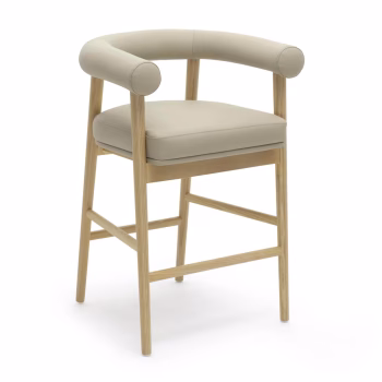 AshleyTaupe Leather Counter Stool