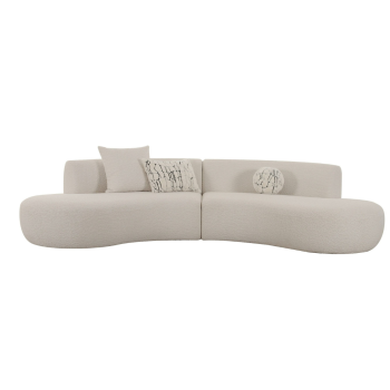 Divana - Modern Off-White Fabric Curved Sectional