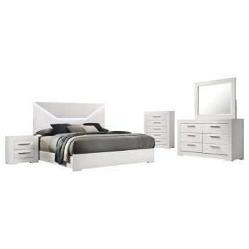 Ivys 5-piece Queen Bedroom  White High Gloss