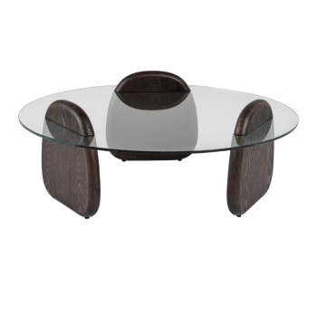 Mid-Century Modern Glass + Dark Walnut Coffee Table