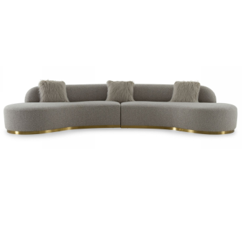 Teddy Grey Fabric Curved Sectional Sofa