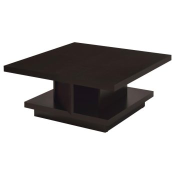 Landon Square Engineered Wood Coffee Table with Casters Cappuccino