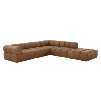 Modern Brown Leather Modular Sectional Sofa