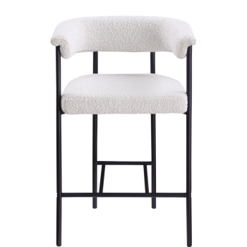 Maylin Boucle Fabric Upholstered Counter Stool. Set of 2.