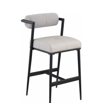 Sky Boucle Fabric and Vegan Leather Upholstered Bar / Counter Stools. Sold in set of 2.