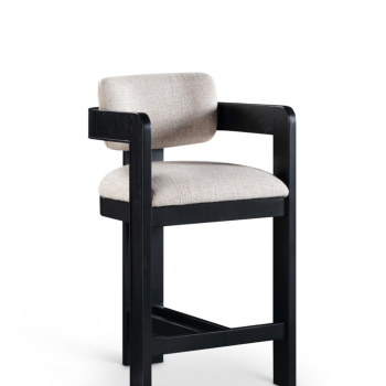 Sacha Linen Textured Fabric  Counter Stool - Black