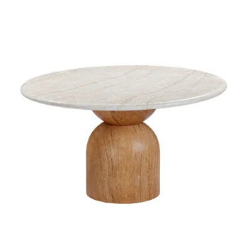 Zynthia 54" Travertine Concrete Indoor / Outdoor Round Dining Table