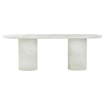 Ruth 86" Concrete Patterned Oval Dining Table Color: White