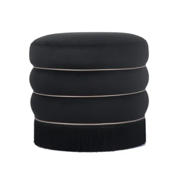 Lala Velvet Ottoman Black