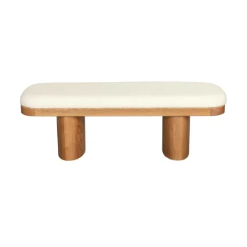 Jolie 48" White Performance Boucle Wooden Bench