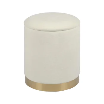 Zusu Cream Chenille Storage Ottoman
