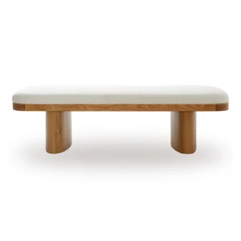 Jolie 56.5" White Performance Boucle Large Bench