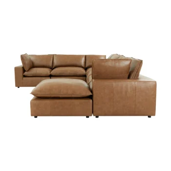 Dali 7-Piece Brown Leather Modular Large Chaise Sectional