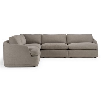 Modern Grey Sand Fabric Sectional Sofa