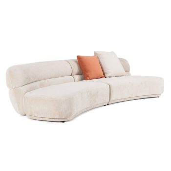 Modern Beige Fabric Curved Sectional