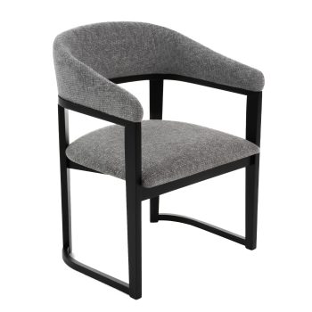 Maxy - Modern Grey Fabric + Black Dining Chair