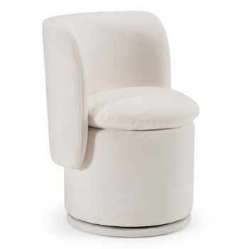 Dixy - Modern Ivory Fabric Swivel Dining Chair