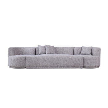 Modern Light Grey Fabric Sectional Sofa With 2 Swirling Chair