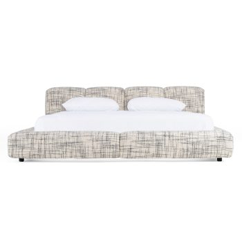 Lilo King Modern Off-White + Black Fabric Bed