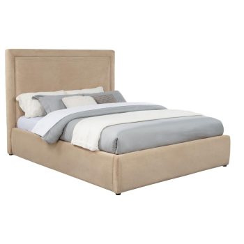 Lale 54-inch Upholstered Eastern King Platform Bed Saddle