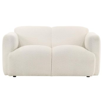 korset Fabric Upholstered Round Track Arm Loveseat White