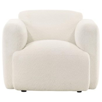 korset Fabric Upholstered Round Track Arm Accent Chair White