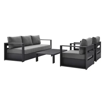 Gio 4-Piece Patio Powder-Coated Aluminum Set in Gray Charcoal