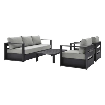Gio 4-Piece Outdoor Patio Powder-Coated Aluminum Set in Light Gray
