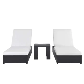 Gio 3-Piece Outdoor Patio Powder-Coated Aluminum Chaise Lounge Set in Gray White