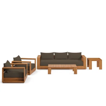 Gio 5-Piece Outdoor Patio Acacia Wood Furniture Set in Natural Cocoa