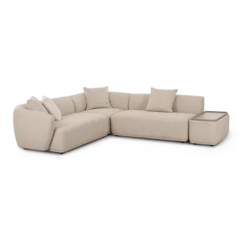 Dylvie 4-Piece Cream Boucle Chaise Sectional RAF
