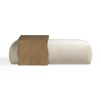 Caly Performance Basketweave Ottoman Cream with Bridge Table