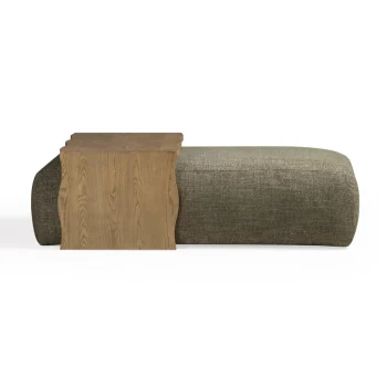 Caly Performance Basketweave Ottoman Green with Bridge Table