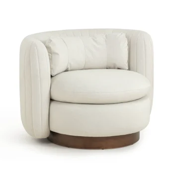 Nuria Cream Vegan Mohair Swivel Accent Chair